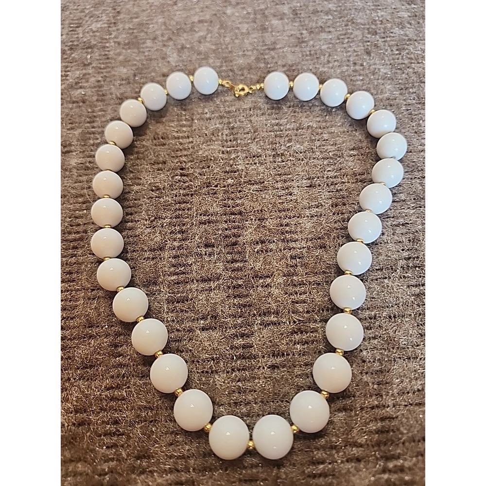 choker necklace for women White Beads Gold Accent